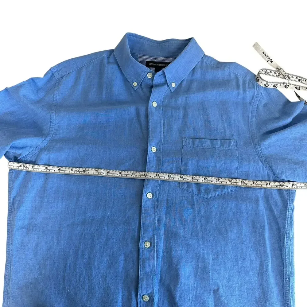 Banana Republic Men’s Blue Linen Blend Long Sleeve Button Down Shirt Size L